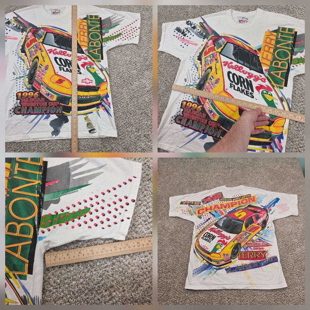 Vintage 1996 Terry Labonte NASCAR Chase All Over‎ Print T Shirt Men Size L - Picture 6 of 8